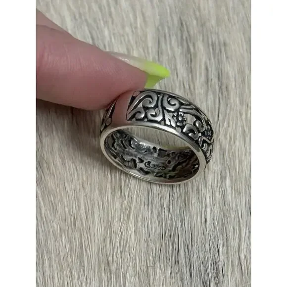 Carolyn Pollack Relios Sterling Silver Floral Flowers Scrolly Braided Ring 7